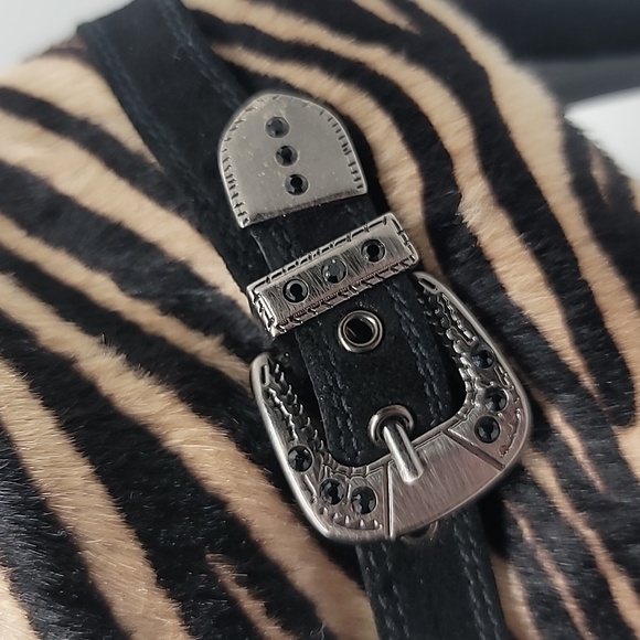 STUART WEITZMAN sz8 Pipenouveau Calf Hair Platform Bootie Zebra Print RA… - Picture 4 of 13